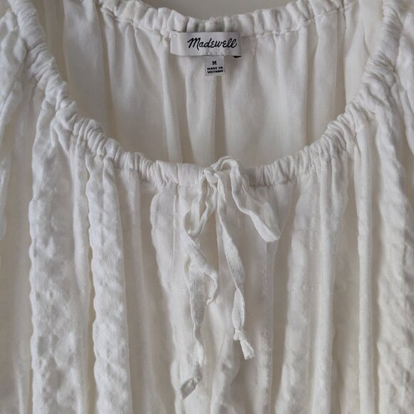 MADEWELL Lighthouse White Sophia Midi Seersucker Dress NEW $128 Pockets Womens M - Picture 14 of 16